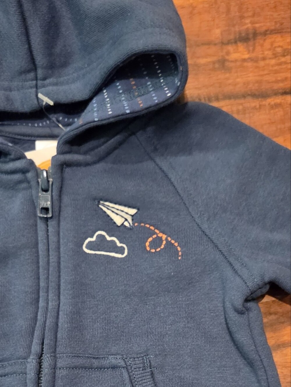 Gymboree NWT 0-3 Month Blue Hooded Sweatshirt, Pants, Striped Bodysuit & Booties - Picture 3 of 15